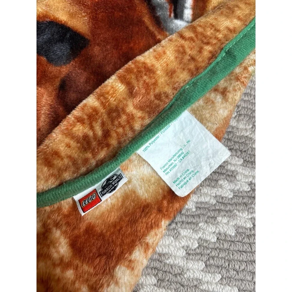 LEGO Jurassic World Plush Throw Blanket Kids Fleece Owen Grady Dinosaur T-Rex